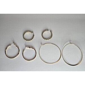 Lot of 3 Gold Tone Hoop Earrings